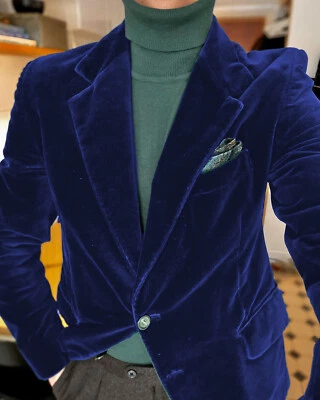 Traje de Terciopelo Vintage Verde Esmoquin Cena Chaqueta Muesca Solapa Estilo Blazer Personalizado Foto 1 de 4