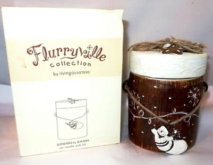 FLURRYVILLE DOWNHILL DANNY GLAS KERZE mit DECKEL 10,6 Unzen Schneemann Weihnachtsgeschenk - Bild 1 von 5