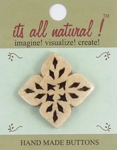 Botones de hueso natural hechos a mano - marfil antiguo - 26x33 mm - corte de flor azteca - Imagen 1 de 4