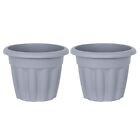 [Lot de 2] pots de fleurs gris recyclés en plastique rond 25 cm/planteur Vista