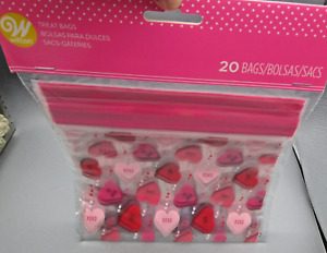 WILTON~20 Count Valentine's Day Candy CONVERSATION HEARTS Resealable Treat Bags