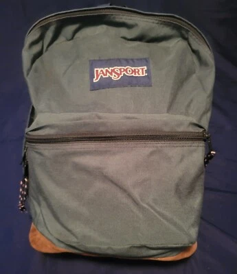 Mochila inferior de cuero marrón gamuza negra vintage Jansport estilo verde 43-950 Foto 1 de 4