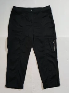 Chicos Zenergy Womens Size 1 Junior High Rise Snap Waist Black Capri Pants - Picture 1 of 12
