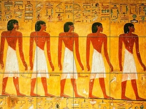 Kunst bunte Mode Männer altes Ägypten Keramik Wandbild Spritzschutz Bad Fliese #95 - Bild 1 von 2
