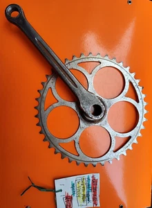 RIGHT CRANK STEEL MARKED GNUTTI MADE IN ITALY RING 42 TEETH GUARNITURA - Picture 1 of 18