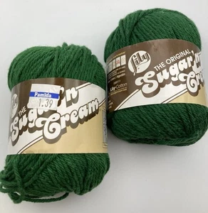 Sugar N Cream Cotton Yarn 2 Ball Lot Color Dark Pine Worsted Dish Cloth Yarn - Picture 1 of 3