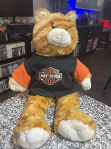 Cat Build-A-Bear Harley Davidson Orange & Black T-Shirt Teddy Bear Plush ⭐️ BAB - Picture 1 of 3