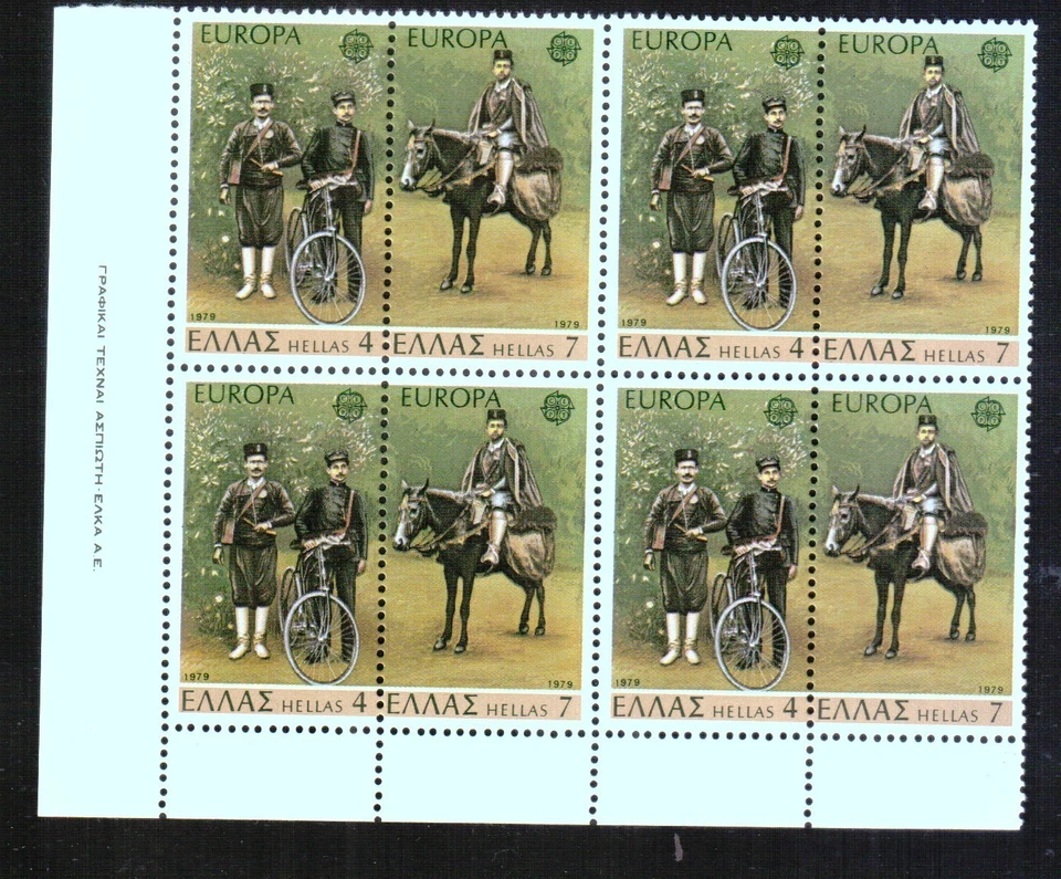 GRECIA 1979 EUROPA CEPT BLOQUE DE 4 ESQUINA DE PLIEGO C - Imagen 1 de 1