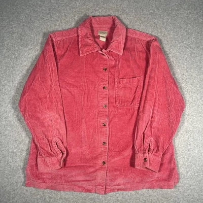 L.L. Bean Women’s M Pink Corduroy Shirt Long Sleeve Button-Up Cotton Shacket - Image 1 of 4