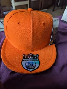 KB Ethos Orange Snapback Baseball Cap Size 6 7/8 Fitted Closed Back - Picture 1 of 4