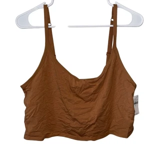 Old Navy Womens 2X Brown Tan Cropped Tank Top With Adjustable Straps - Picture 1 of 4