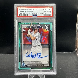 2024 Bowman Draft Chrome Prospect Aqua Lava /199 Caleb Bonemer PSA 10 Auto - Picture 1 of 2