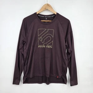 Adidas Five Ten Long Sleeve Jersey Cycling Jersey Size Large 16-18 Burgundy Wmns - Picture 1 of 9