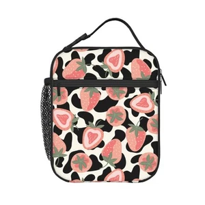 Strawberry Cow Skin Lunch Box - Insulated Lunch Bags for Women/Men/Girls/Boys... - Picture 1 of 9