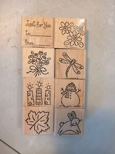 Tags and More Stampin' Up 8er Set Holz/Gummi, montierte Stempel 2001 limitiert - Bild 1 von 6