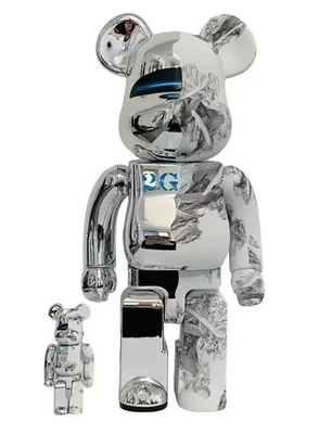 Bearbrick SORAYAMA x Daniel Arsham 100% & 400% Set SIlver Authentic Toy  - Image 1 of 4