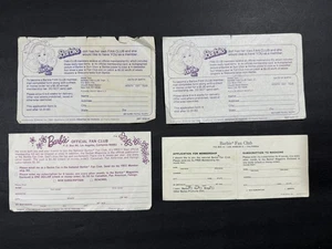 1963, 1965 & 1980 Barbie "Official Fan Club" Applications Lot of 4 - Picture 1 of 2