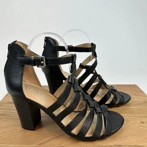 New NWOB Womens XOXO Baxter Black Faux Leather Gladiator Sandals Heels Size 9.5 - Picture 1 of 8
