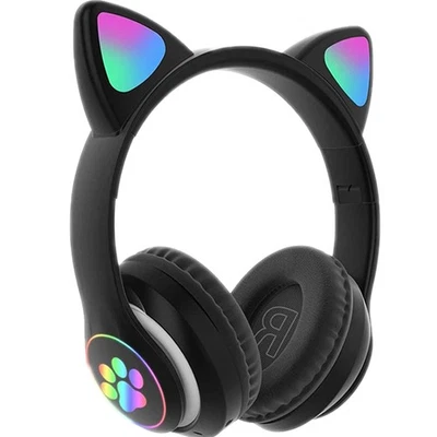 Kabellos Kopfhörer bluetooth 5.0 Katze Ohr LED-Licht für Kinder Faltbare Headset - Bild 1 von 4
