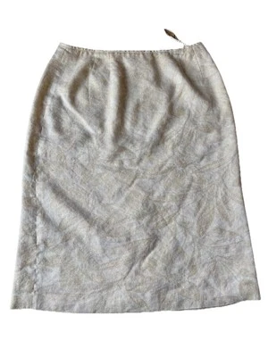 Le Suit 白色金色金属亚麻混纺 A 字裙 - 12 码 Old Money — 第 1/4 张图片