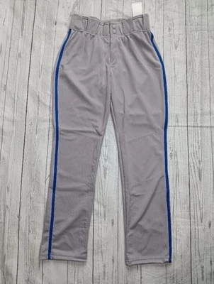 NWT Youth Adidas Icon Baseball Pants Gray w/ Royal Blue Piping Long - Image 1 of 4