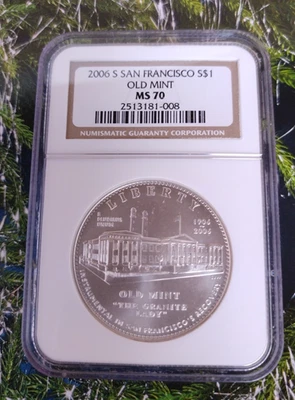 2006 S MS 70 San Francisco Old Mint Uncirculated Silver Dollar NGC MS70 Lab 008 - Image 1 of 4