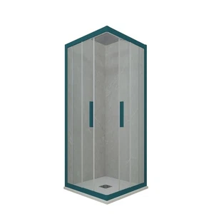 MAMPARA DE DUCHA DESLIZANTE 90X120 CM PVC VERDE VIDRIO TRANSPARENTE KOLORS - Imagen 1 de 2