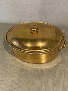 Vintage Hall China CO Golden Glo 103 Oval Covered Casserole Dish Gold Glo - Picture 1 of 18