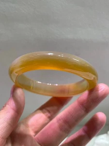 58.8mm Natural Yellow Agate Crystal Quartz Handmade Bangle AAA - Picture 1 of 6
