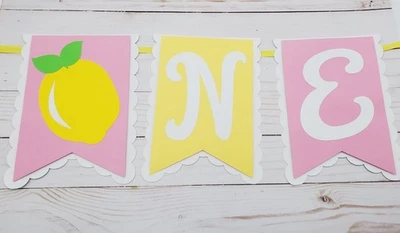 Limonada UNA Silla Alta Banner, Bebé Niña 1er Cumpleaños Fiesta Decoración Foto 1 de 4