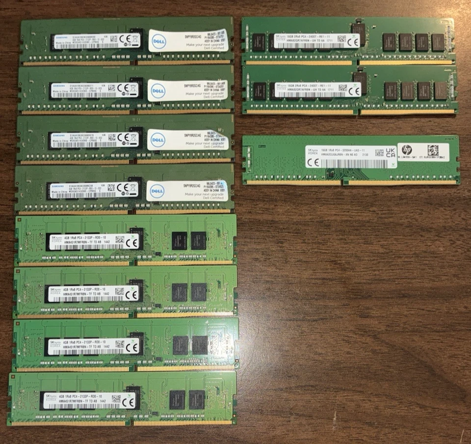 Server Memory DDR4 Hynix Samsung 16GB 4GB PC4-2400T 2133P 3200AA Mix RAM Lot -11 - Image 1 of 4