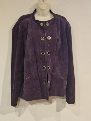 3x LAL Purple Suede Sweater Jacket Womens Plus - Image 1 of 3