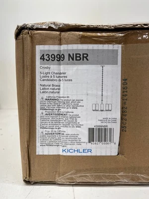 Kichler Crosby 26.25 in. 5-Light Natural Brass Chandelier Clear Glass 43999NBR - Image 1 of 3