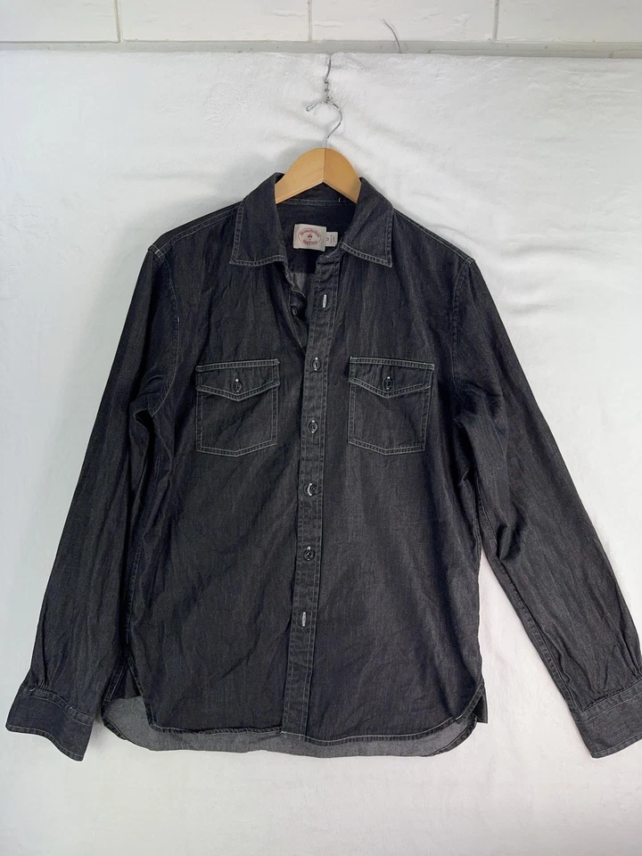 Рубашка мужская Brooks Brothers из красного флиса средняя джинсовая вестерн на пуговицах с длинным рукавом - Изображение 1 из 4