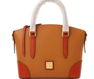 Dooney & Bourke Pebble Leather Dome Satchel Designer Arbeitstasche Camel & Cognac - Bild 1 von 13