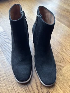 Madewell Ankle Booties Janice Womens 8 Black Suede Leather Zipper Detail - Picture 1 of 8