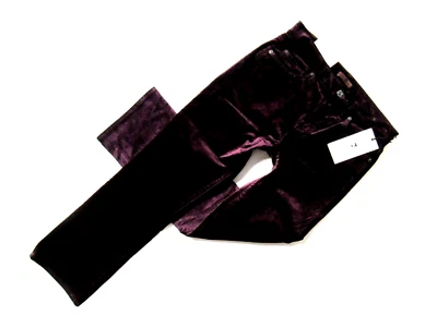 NWT 7 For All Mankind Cropped Boot in Boysenberry Velvet Stretch Pants 25 $179 - Image 1 of 4