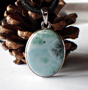 SCHMUCK-STCK Anhänger 925 SILBER LARIMAR NEU oval Cabochon - Picture 1 of 3