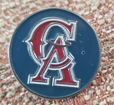 CALIFORNIA ANGELS "CA"  LOGO Lapel Pin - ROUND BLUE - Image 1 of 2