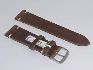 "FLUCO (Alemania) Correa de Reloj de Cuero Genuino Vintage 22 mm Beige "RODEO" - Imagen 1 de 3