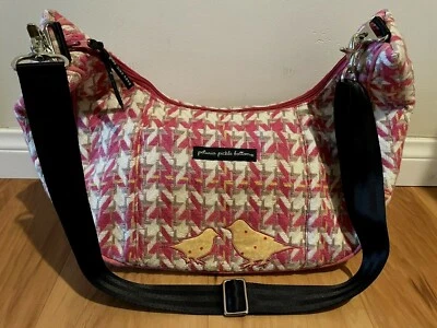 Petunia Pickle Bottom 水饺包钱包尿布袋粉色粗花呢黄色鸟带冬季 — 第 1/4 张图片