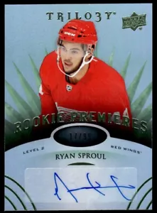 2014-15 Upper Deck Trilogy Radiant Green Ryan Sproul Auto 17/99 Detroit Red - Picture 1 of 2