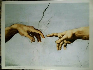 MICHELANGELO - THE CREATION OF ADAM Hands (detail) - ART PRINT POSTER Huge 24x32 - Picture 1 of 3