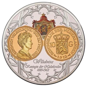 France médaille Wilhelmina 2013 Série Monarques européens cuivre argenté et doré - Picture 1 of 7