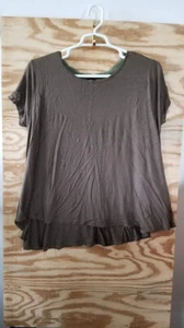 Blusa túnica para mujer Ezra talla grande marrón manga corta - Imagen 1 de 8