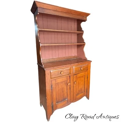 antiguo armario de peltre de madera blanda gabinete trasero pequeño tamaño 2 piezas país Foto 1 de 4