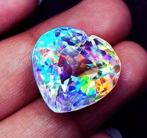 Mystic Quartz Heart Shape Certified Loose Gemstone 27.00 Ct With Free Gift - Picture 1 of 6