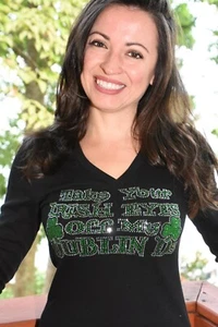 St Patricks Day rhinestone shirt XS S M L XL XXL1X 2X 3X 4X 5X Eyes off Dublin D - Picture 1 of 11