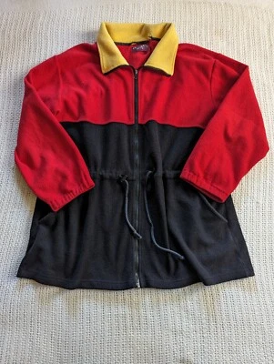 Chaqueta Larga Denim & Co. Utility Plus 2X Negra Roja Amarilla Polar Cuello Simulado Foto 1 de 4