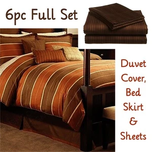 Nautica 6pc Full Cotton ~ RUMSON Duvet Cover & Bed Skirt + PEMBERTON Sheet Set - Picture 1 of 9